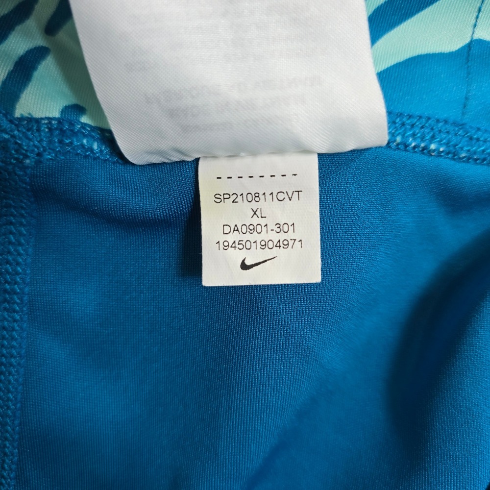 Nike Dri-FIT Leggings Girls XL Blue Teal Zebra‎ Stripe Tight Fit Dance Gym Track - Picture 6 of 9